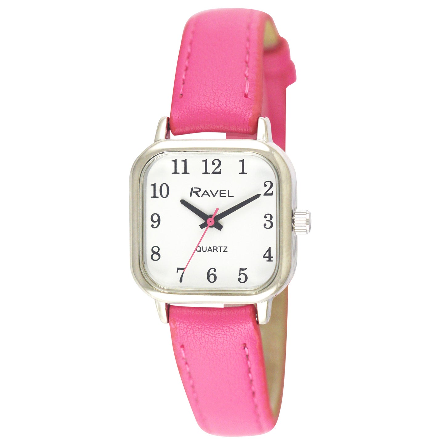 Ravel - Women's Cushion Shaped Brights Strap Watch - Bright Pink