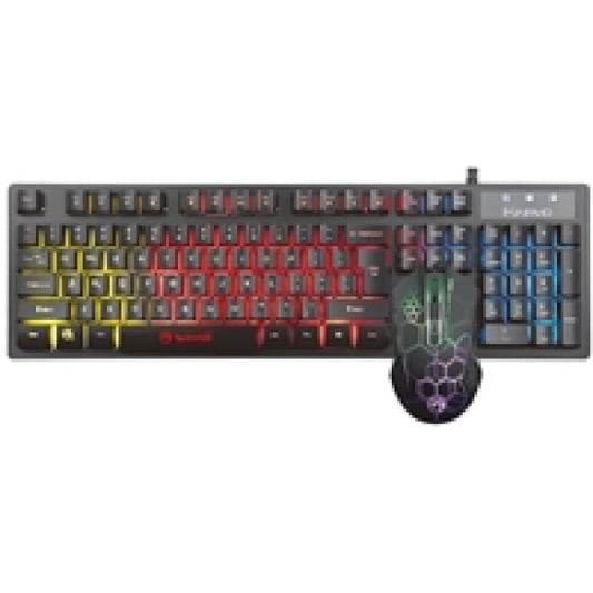 Marvo Scorpion KM409 Gaming Keyboard and Mouse Bundle, 7 Colour LED Backlit, USB 2.0, Compact Design, Multi-Media and Anti-ghosting Keys, Optical Sensor Mouse with Adjustable 800-2400 dpi, UK Layout