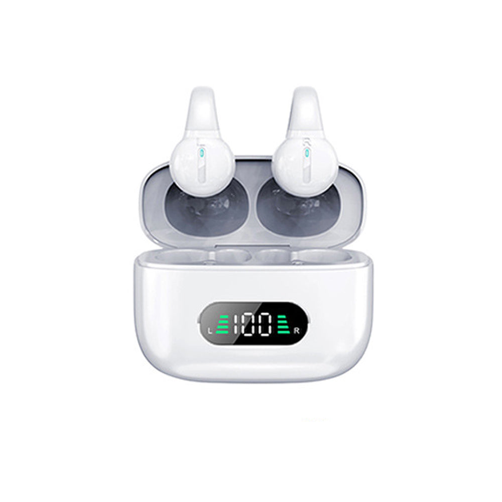 S30 Bluetooth Wireless Earbuds Ear Clip Bone Conduction Headphones Sport Headset - White