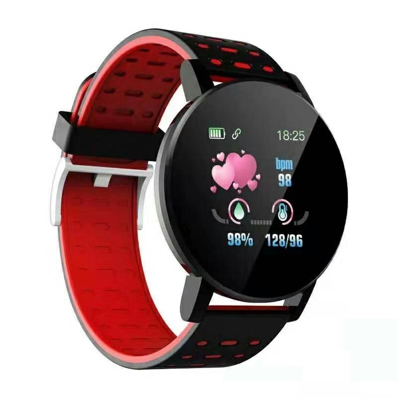 119plus Bluetooth Smart Watch Heart Rate Tracker Fitness Smartwatch - Red