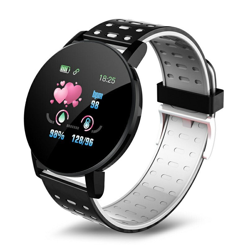 119plus Bluetooth Smart Watch Heart Rate Tracker Fitness Smartwatch - Black