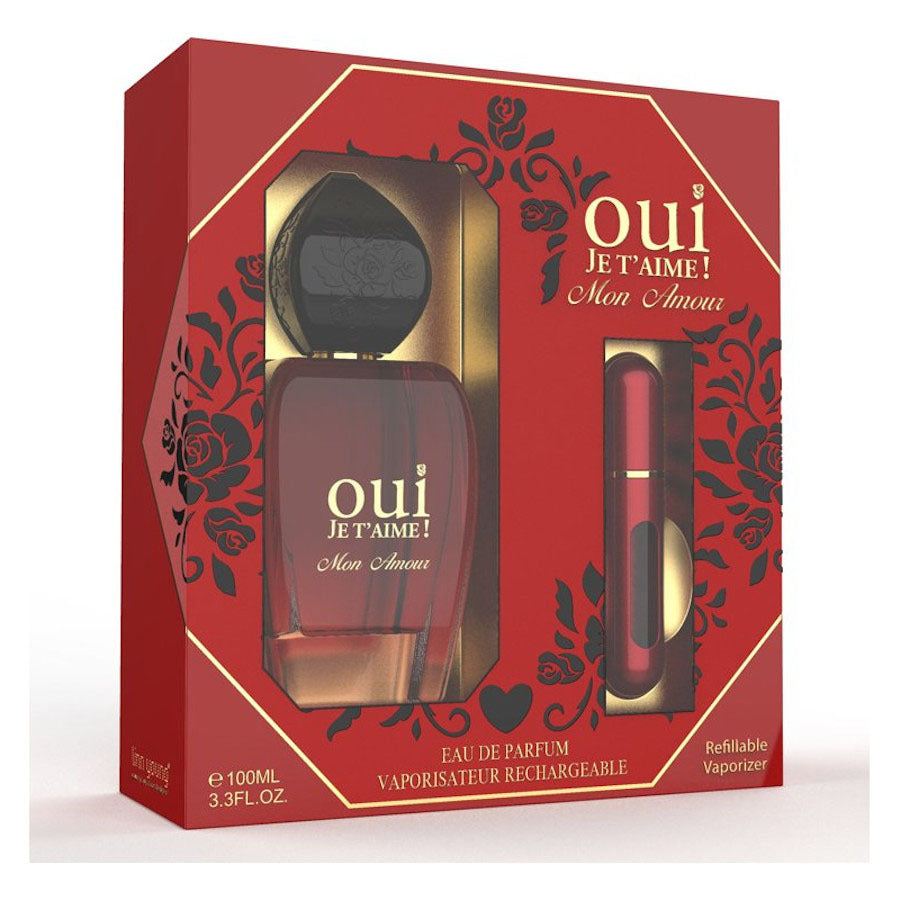 oui Je T'AIME! Mon Amour Gift Set (Ladies 100ml EDP + Refillable Vaporizer)
