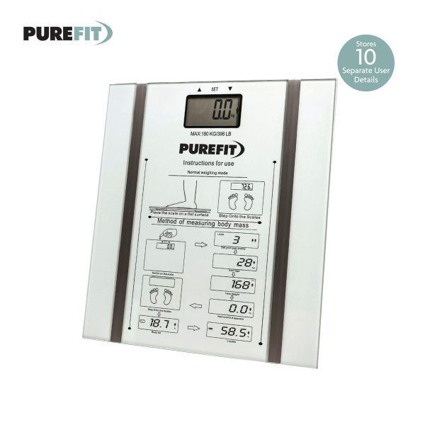 PureFit White Digital Body Fat Scale Square 180kg