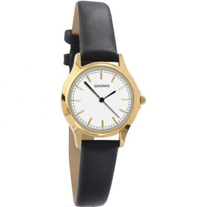 Sekonda Ladies Black Leather Strap Watch 4136