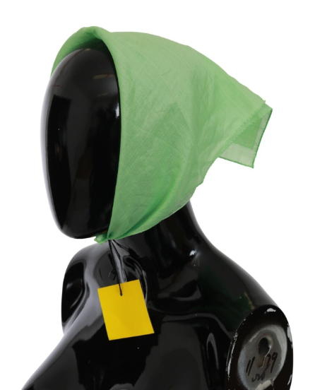 VERSACE Apple Green Linen Square Foulard Head Wrap Scarf