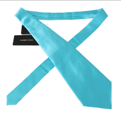 DOLCE & GABBANA Light Blue Wide Mens Necktie Accessory 100% Silk Tie