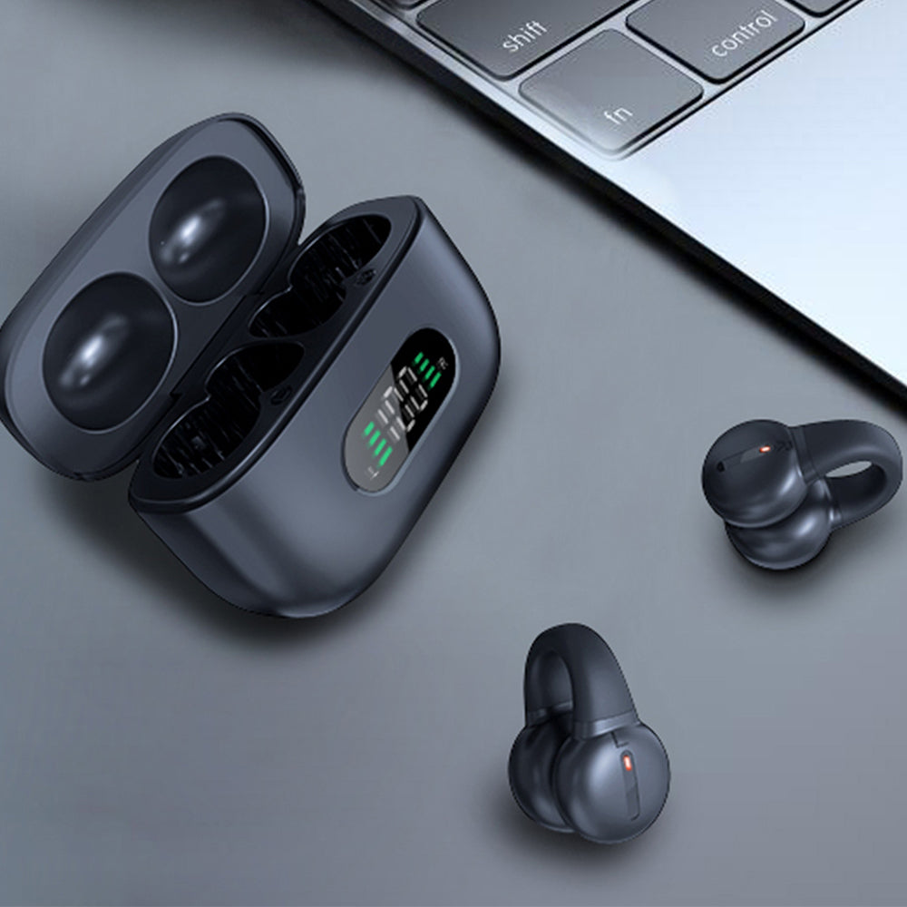 S30 Bluetooth Wireless Earbuds Ear Clip Bone Conduction Headphones Sport Headset - Black