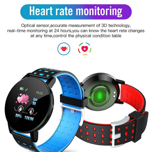 119plus Bluetooth Smart Watch Heart Rate Tracker Fitness Smartwatch - Red