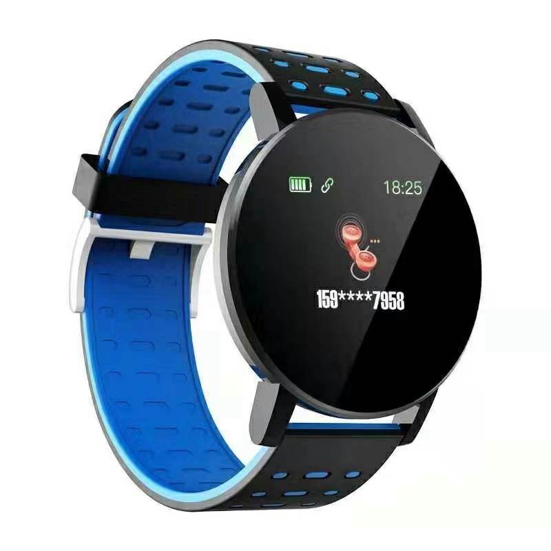 119plus Bluetooth Smart Watch Heart Rate Tracker Fitness Smartwatch - Blue