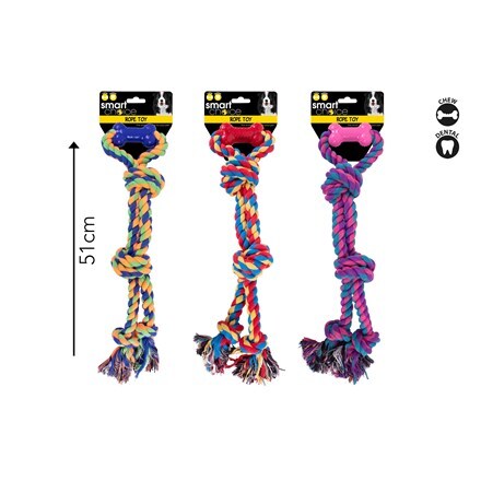 Smart Choice Bone & Rope Tug Dog Toy 51cm