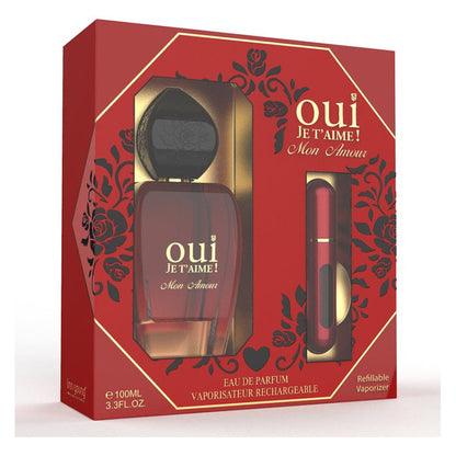 oui Je T'AIME! Mon Amour Gift Set (Ladies 100ml EDP + Refillable Vaporizer)