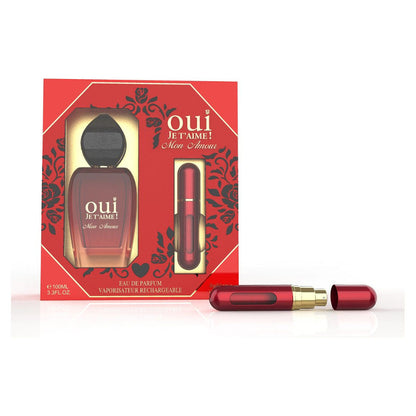 oui Je T'AIME! Mon Amour Gift Set (Ladies 100ml EDP + Refillable Vaporizer)