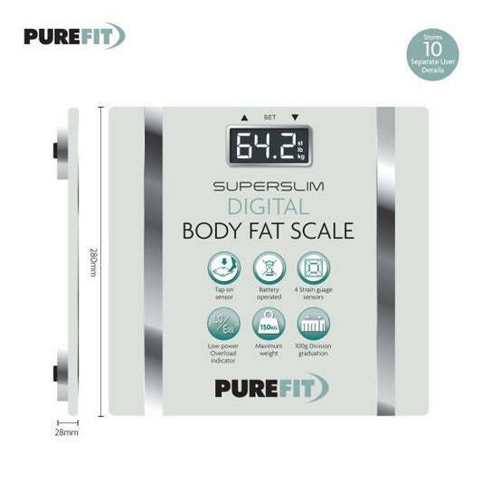 PureFit White Digital Body Fat Scale Square 180kg