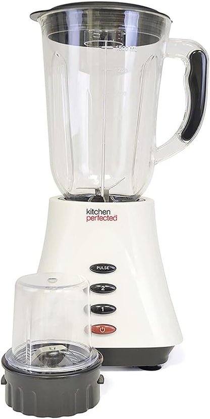 Kitchen Perfected Table Blender with Mill, 1.5 Litre, 400 W, Ivory White E5012WI