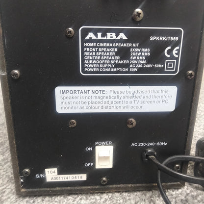 Alba Home Cinema Speaker Kit Subwoofer Surround Sound System